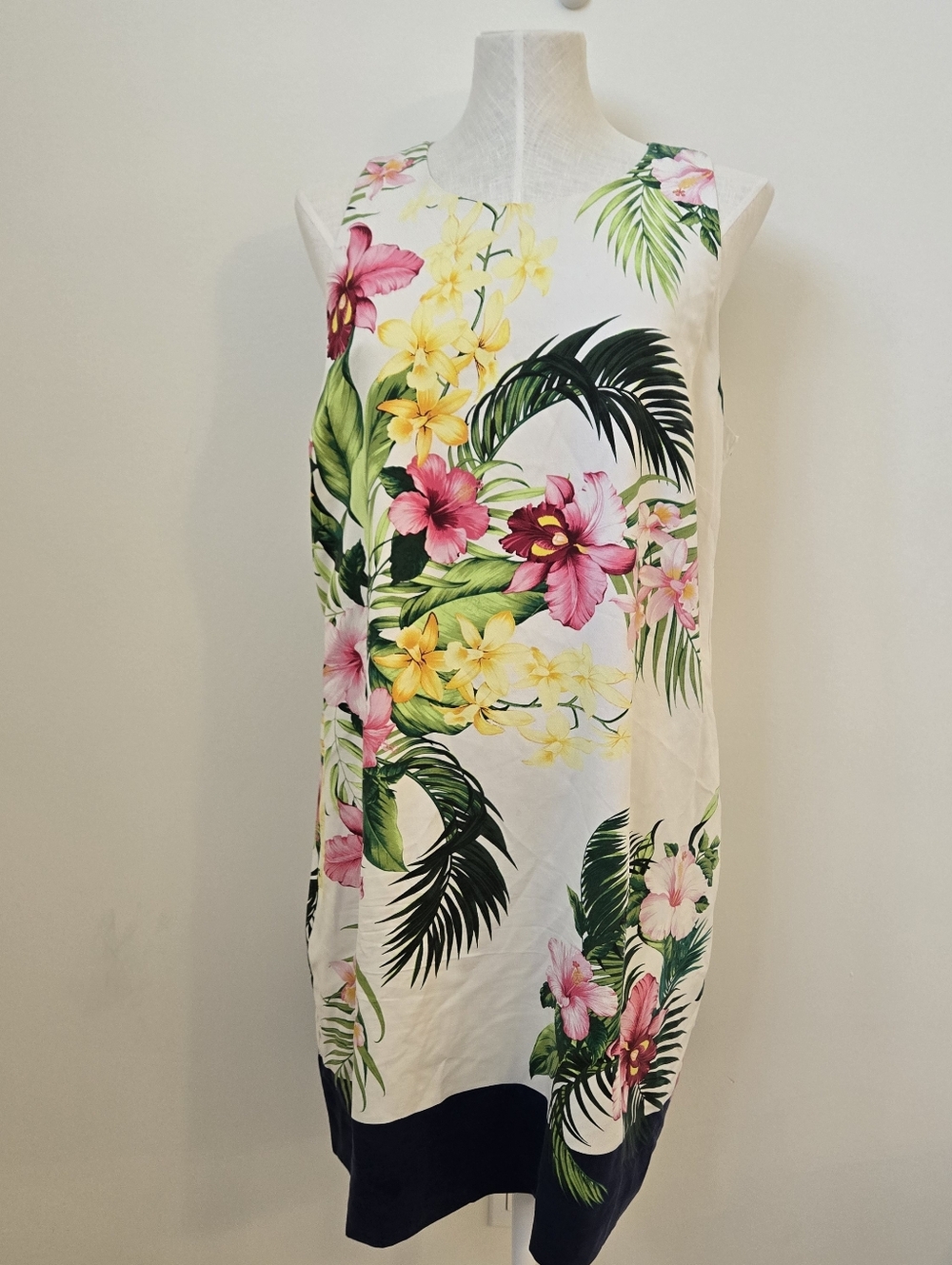 Tommy Bahama Silk Floral Shift Dress Large Tropical Sleeveless Resort Pockets‎